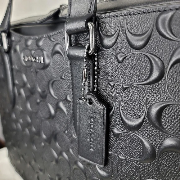 😘 NWT Coach 2 SET Laptop Bag Briefcase Wallet Designer Signature Embossed - Picture 2 of 14